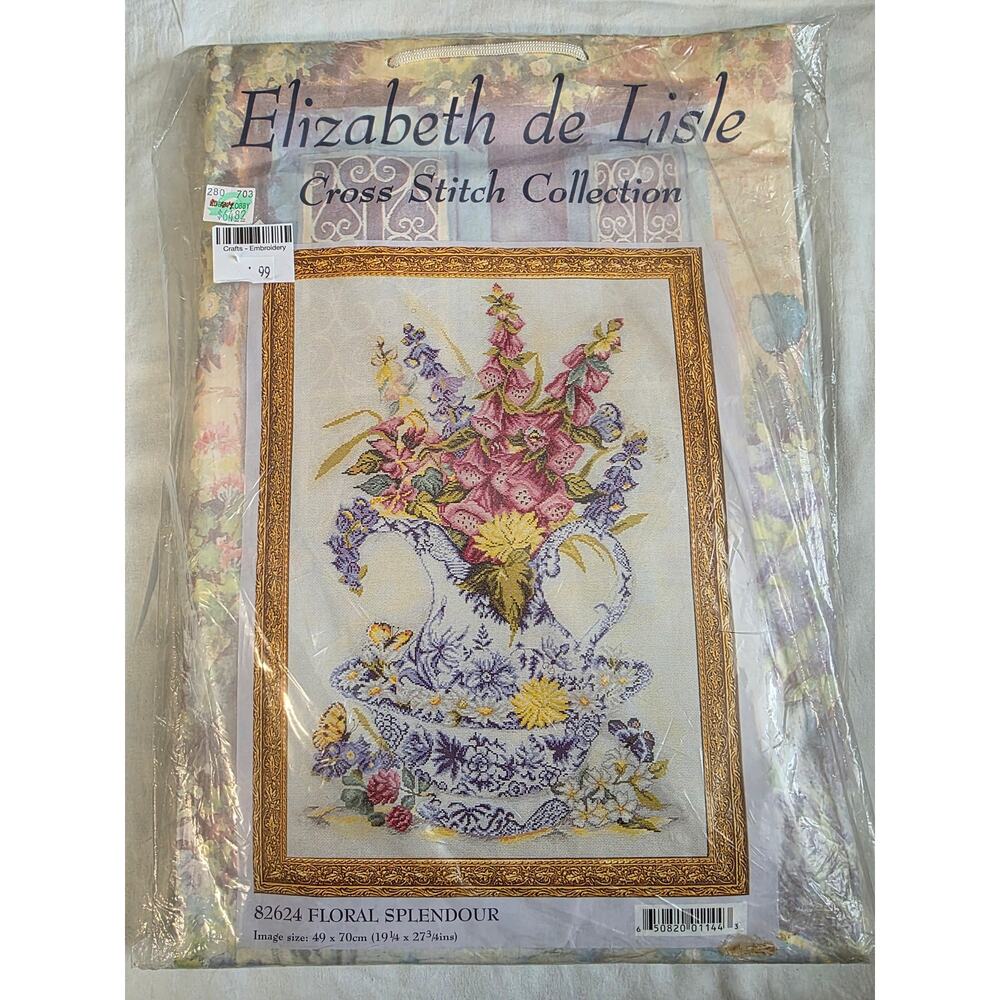 FLORAL SPLENDOUR #8624 Elizabeth de Lisle Cross Stitch Kit NIB